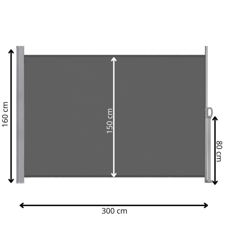 Markiza boczna tarasowa Springos 300x160 cm roleta na balkon przesuwana osłona grafitowa 1 szt.