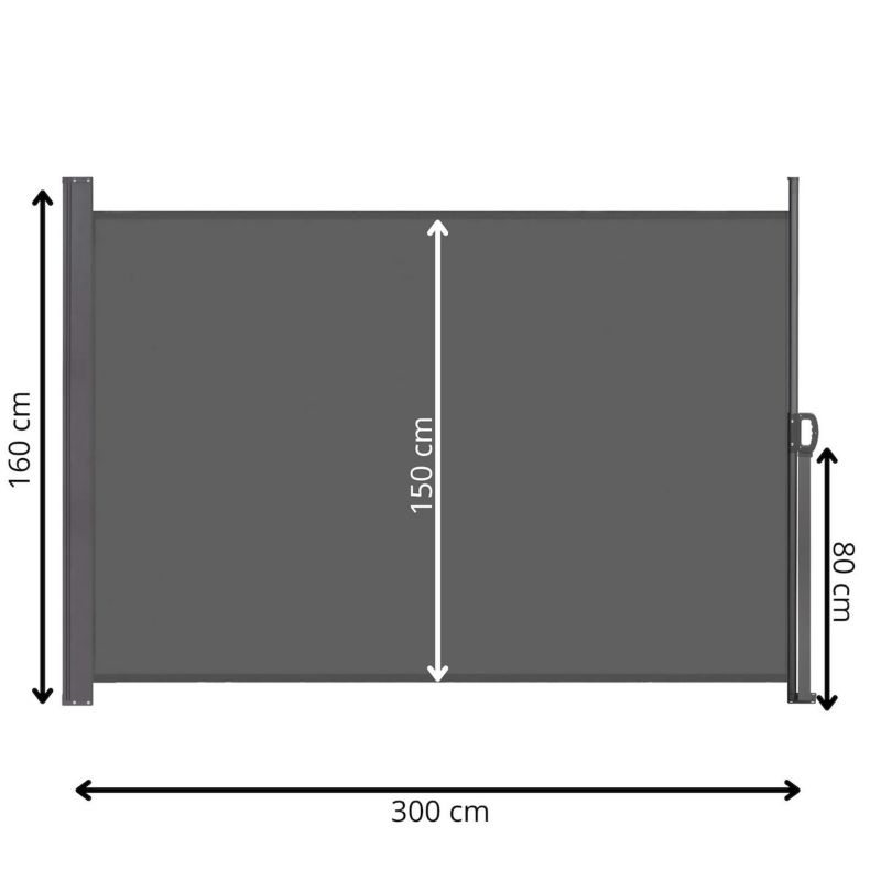 Markiza boczna tarasowa Springos 300x160 cm roleta na balkon przesuwana osłona grafitowa 1 szt.
