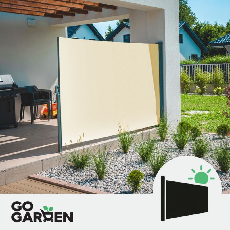 GoGarden zatahovací boční markýza 300 x 200 cm béžová s funkcí rolování a výškovým nastavením 1 ks.