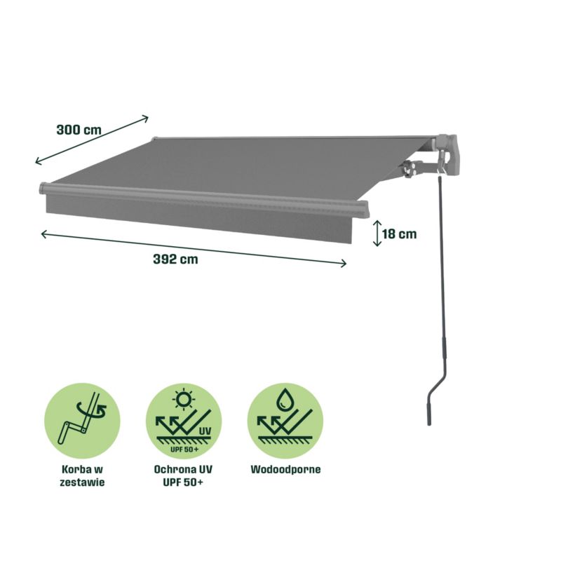 Markiza Klikstrom 4 x 3 m ręczna bez kasety szara