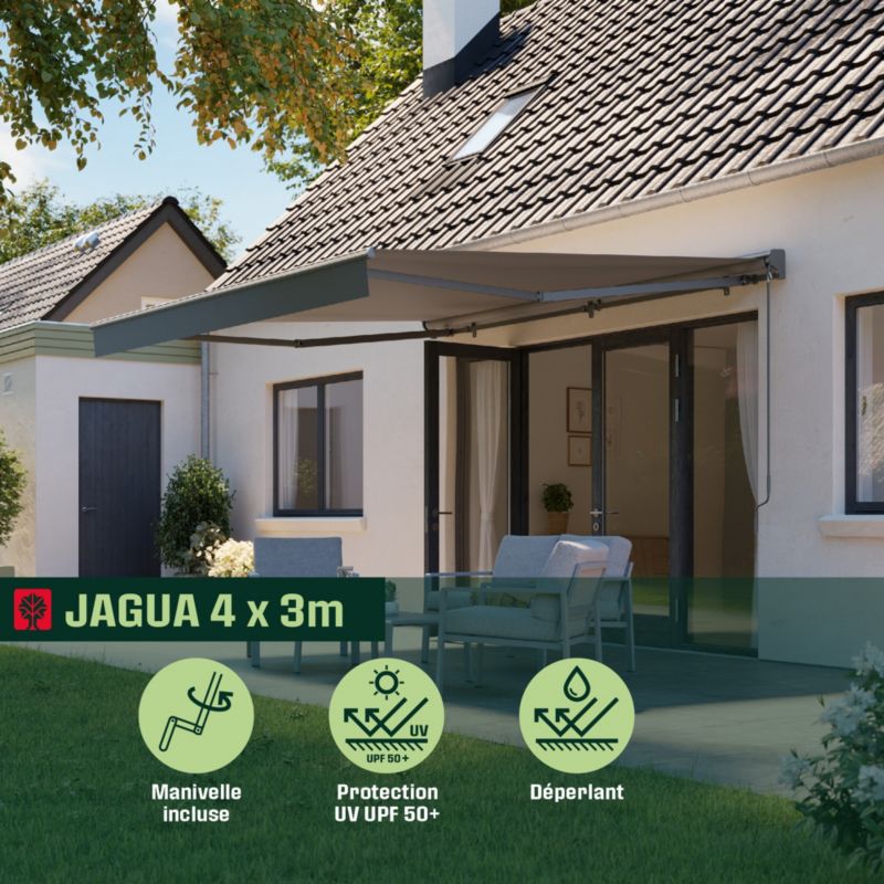 Markiza Klikstrom 4 x 3 m ręczna z półkasetą szara
