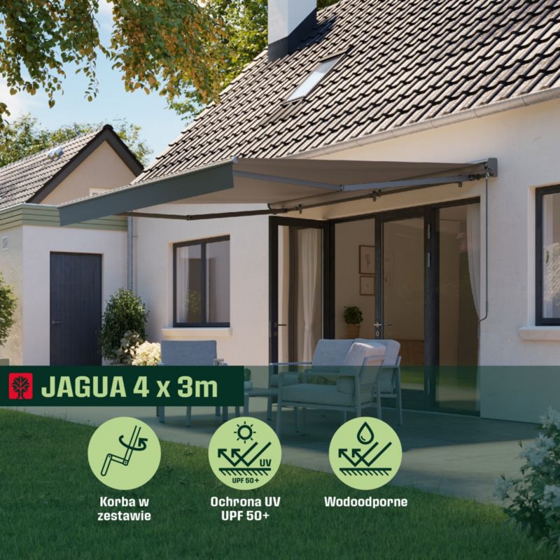 Markiza Klikstrom 4 x 3 m ręczna z półkasetą szara