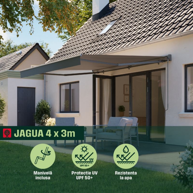 Markiza Klikstrom 4 x 3 m ręczna z półkasetą szara