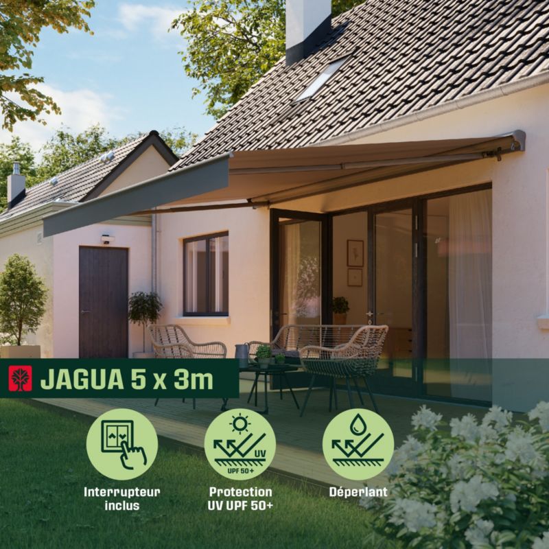 Markiza Klikstrom 5 x 3 m automatyczna z półkasetą szara