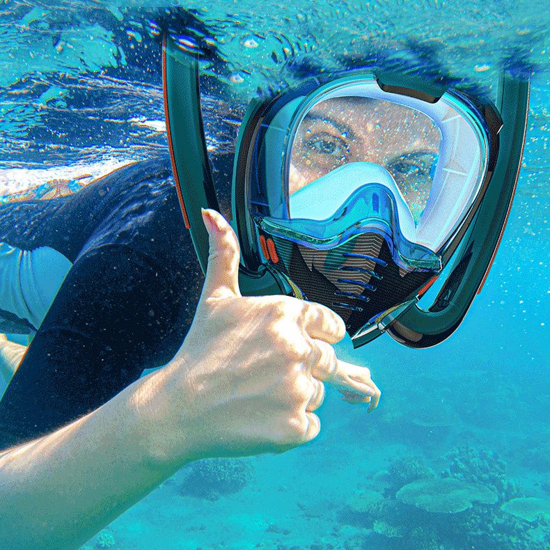 Maska do nurkowania  Be-active.pl L/XL czarna pełnotwarzowa do snorkelingu 1szt