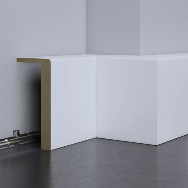 Battiscopa Inclinato MDF - Confezione 10 Pezzi, Misure 14x58x2400 Mm, Finitura Bianca, Per Interni