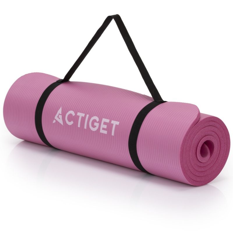 Mata do ćwiczeń Actiget antypoślizgowa 183x61 cm NBR z uchwytem różowa 1 szt.