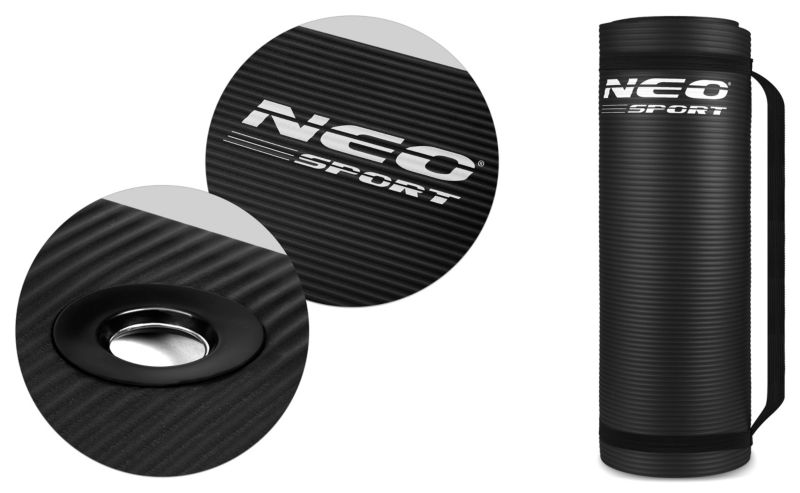 Mata do ćwiczeń Neo-sport 192200 183x60x1,5cm antypoślizgowa czarna  1szt.
