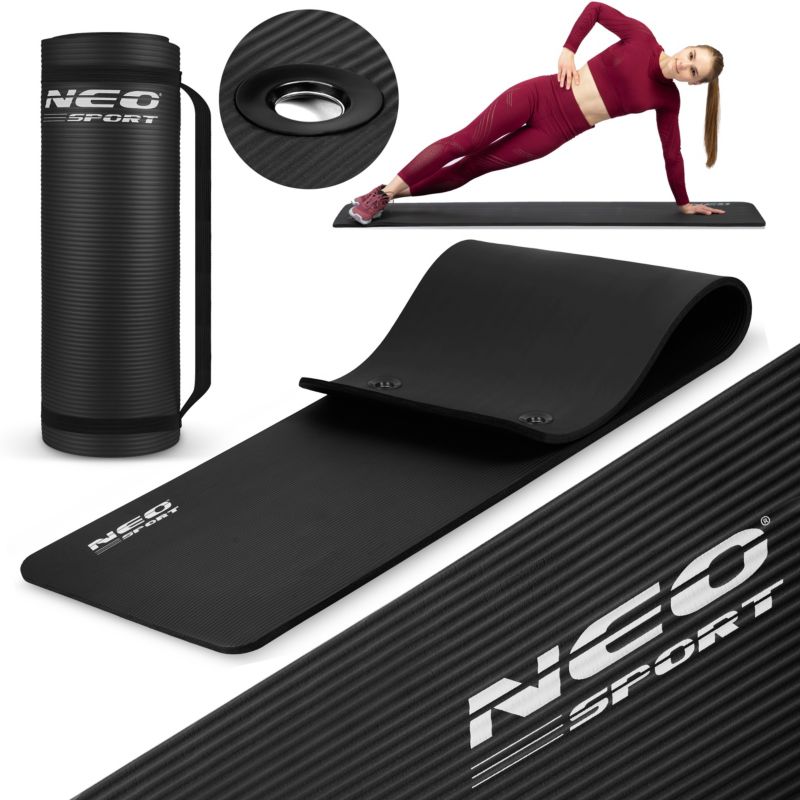 Mata do ćwiczeń Neo-sport 192200 183x60x1,5cm antypoślizgowa czarna  1szt.