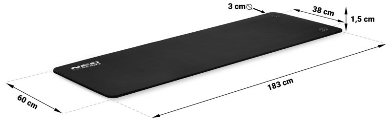 Mata do ćwiczeń Neo-sport 192200 183x60x1,5cm antypoślizgowa czarna  1szt.