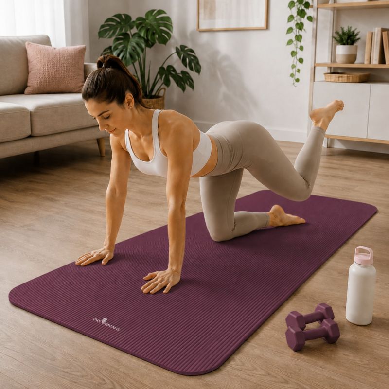 Mata do ćwiczeń Pretorians gruba gimnastyczna NBR 183x61x1,5 cm fitness do jogi i pilatesu bordowa 1 szt.