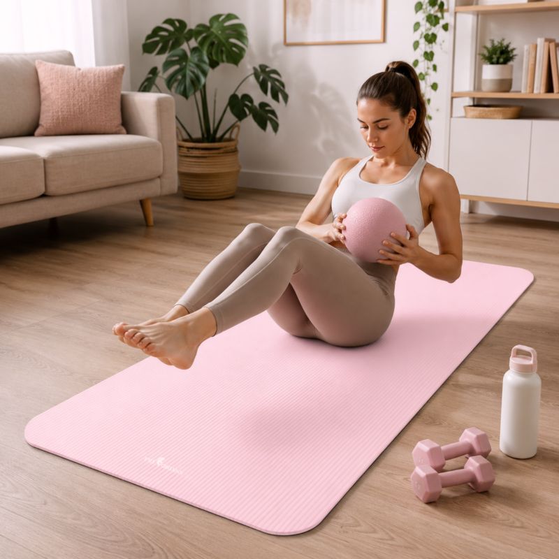 Mata do ćwiczeń Pretorians gruba gimnastyczna NBR 183x61x1,5 cm fitness do jogi i pilatesu różowa 1 szt.