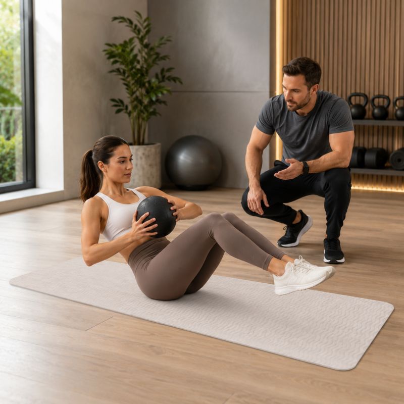 Mata do ćwiczeń TPE Pretorians gimnastyczna do jogi, pilatesu, fitnessu antypoślizgowa gruba 1 cm niebieska 1 szt.