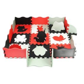 Mata edukacyjna dla dzieci Be-active.pl piankowa puzzle czerwona 114x114 1szt