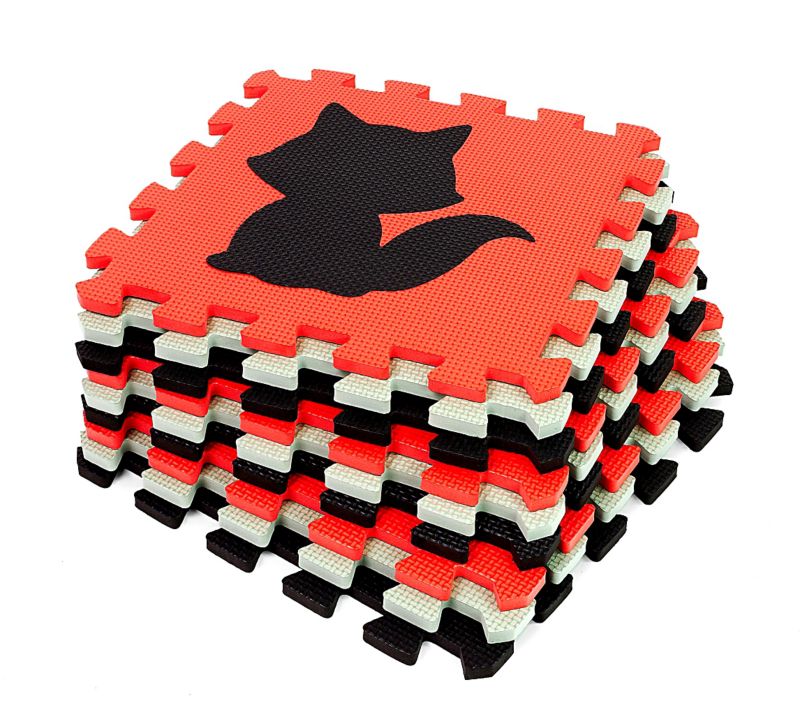 Mata edukacyjna dla dzieci Be-active.pl piankowa puzzle czerwona 114x114 1szt