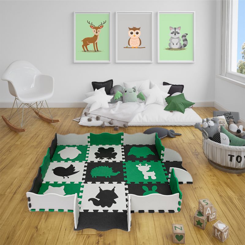 Mata edukacyjna dla dzieci Be-active.pl piankowa puzzle zielona 114x114 1szt