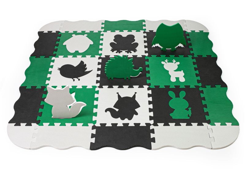 Mata edukacyjna dla dzieci Be-active.pl piankowa puzzle zielona 114x114 1szt