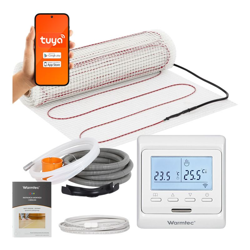 Mata grzewcza grzejna pod płytki Warmtec 0,5m² 160W/m² zestaw biały regulator DSH-05/T510 1szt.