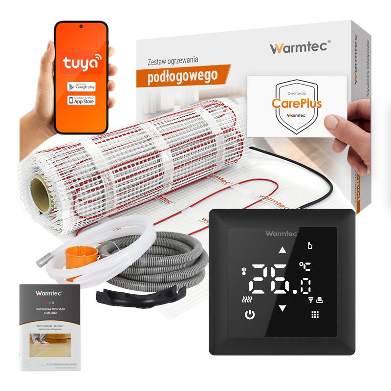 Mata grzewcza grzejna pod płytki Warmtec 0,5m² 170W/m² Wi-Fi zestaw DS2-05/WRT31W-CZ 1 szt.