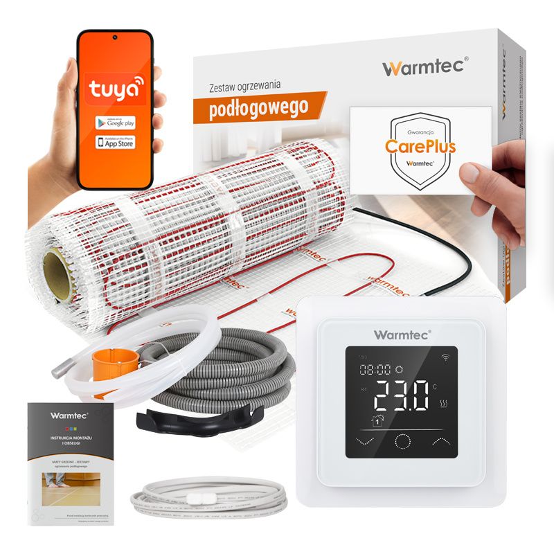 Mata grzewcza grzejna pod płytki Warmtec 10m² 170W/m² Wi-Fi zestaw z regulatorem DS2-100/ZTS 1 szt.