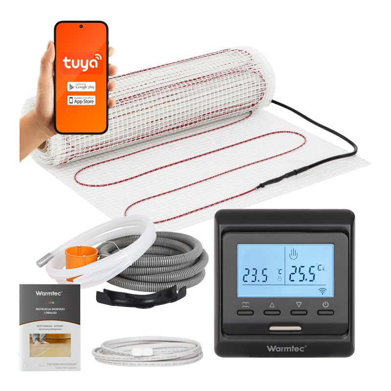 Mata grzewcza grzejna pod płytki Warmtec 1m² 160W/m² zestaw czarny regulator DSH-10/T510 1szt.