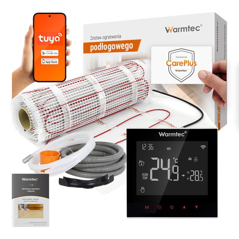 Mata grzewcza grzejna pod płytki Warmtec 2m² 170W/m² WiFi zestaw DS2-20/SRT20 1szt.