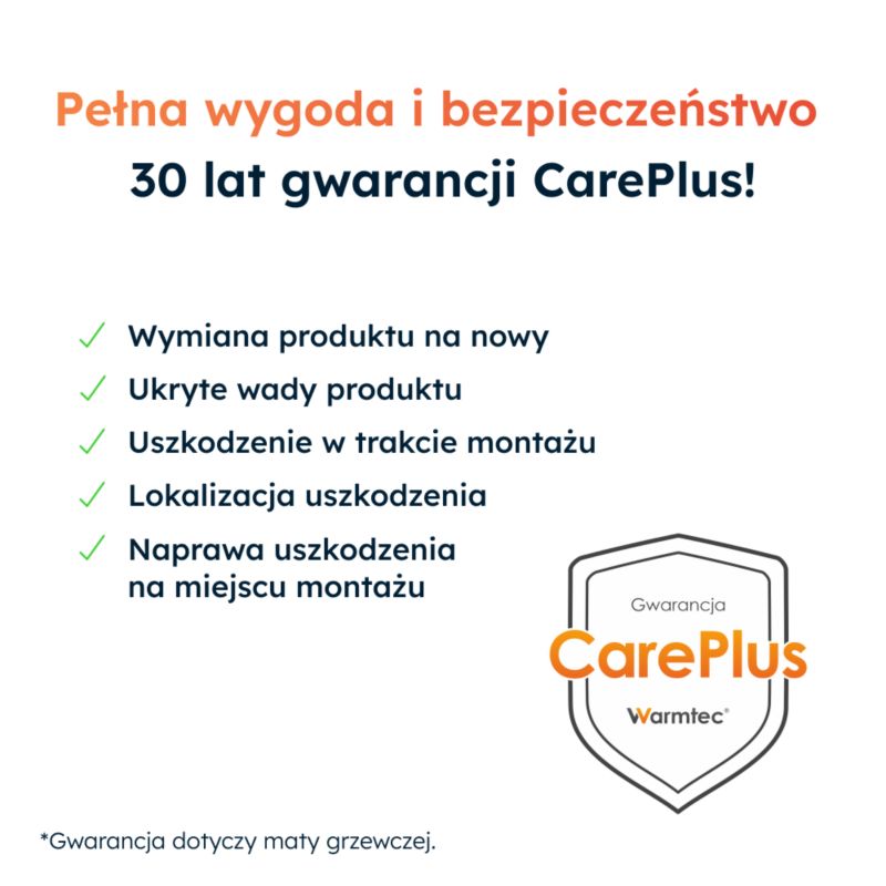Mata grzewcza grzejna pod płytki Warmtec 2m² 170W/m² WiFi zestaw DS2-20/SRT20 1szt.