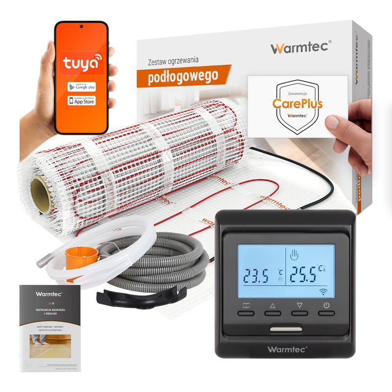 Mata grzewcza grzejna pod płytki Warmtec 2m² 170W/m² WiFi zestaw DS2-20/T510 czarny 1szt.