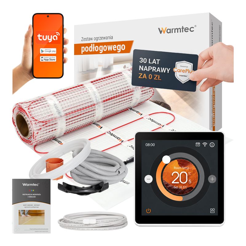 Mata grzewcza grzejna pod płytki Warmtec 7m² 170W/m² Wi-Fi zestaw DS2-70/DTS 1szt.