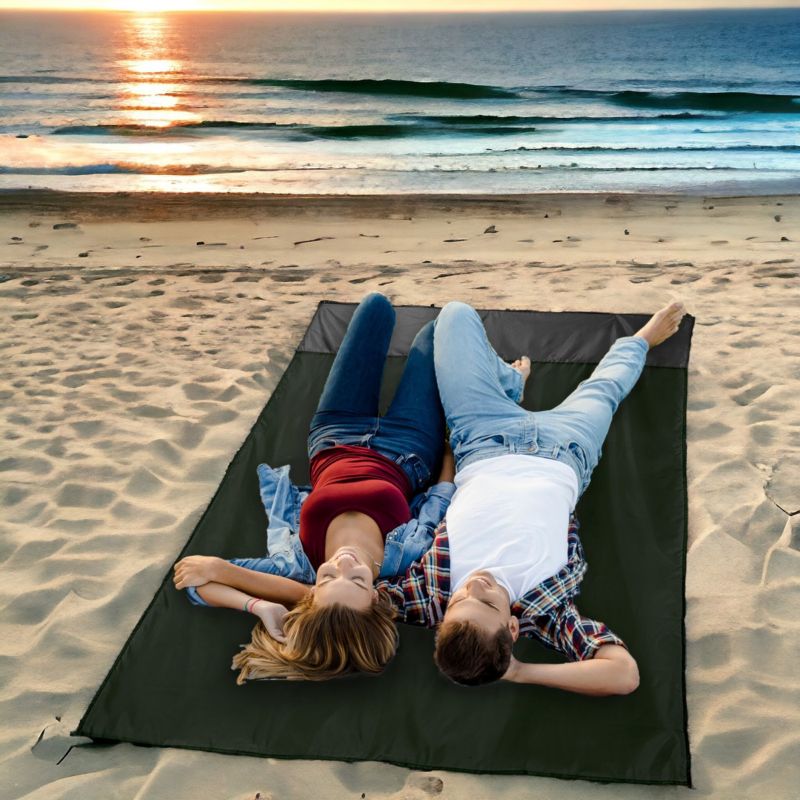 Mata plażowa Be-active.pl piknikowa wodoodporna ciemnozielona 140x200 1szt