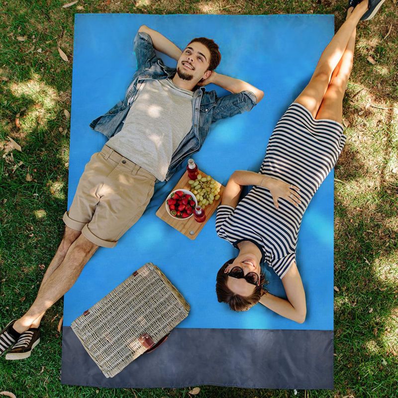 Mata plażowa Be-active.pl piknikowa wodoodporna niebieska 140x200 1szt