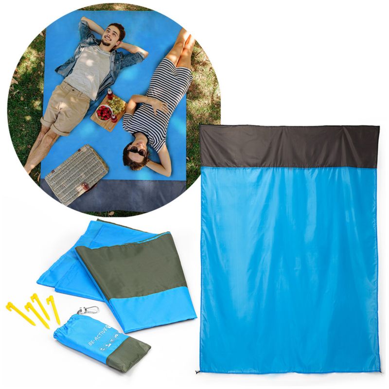 Mata plażowa Be-active.pl piknikowa wodoodporna niebieska 200x210 1szt