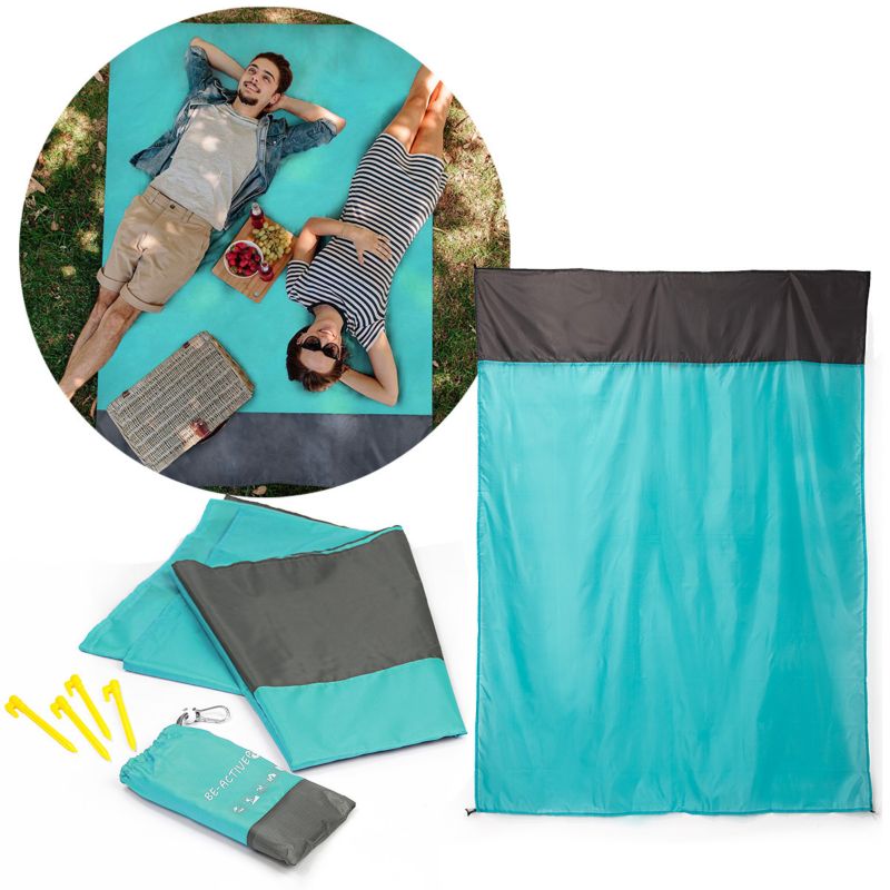 Mata plażowa Be-active.pl piknikowa wodoodporna zielona 200x210 1szt