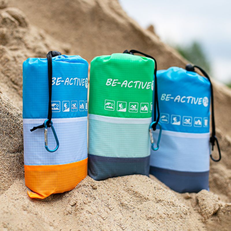 Mata plażowa Be-active.pl piknikowa wodoodporna zielono-szara 200x210 1szt