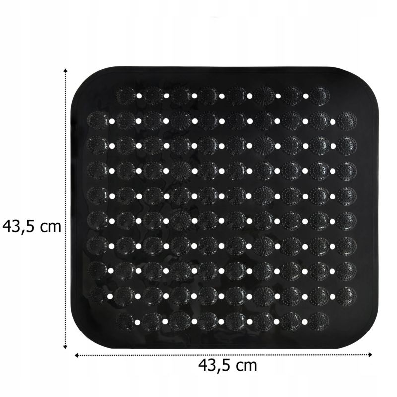 Mata pod prysznic Rodeno 43,5x43,5 czarna antypoślizgowa 1 szt.