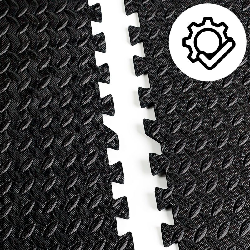 Mata pod sprzęt siłowy Pretorians do ćwiczeń 180 x 121 cm mata puzzle ochronna czarna 6 szt.