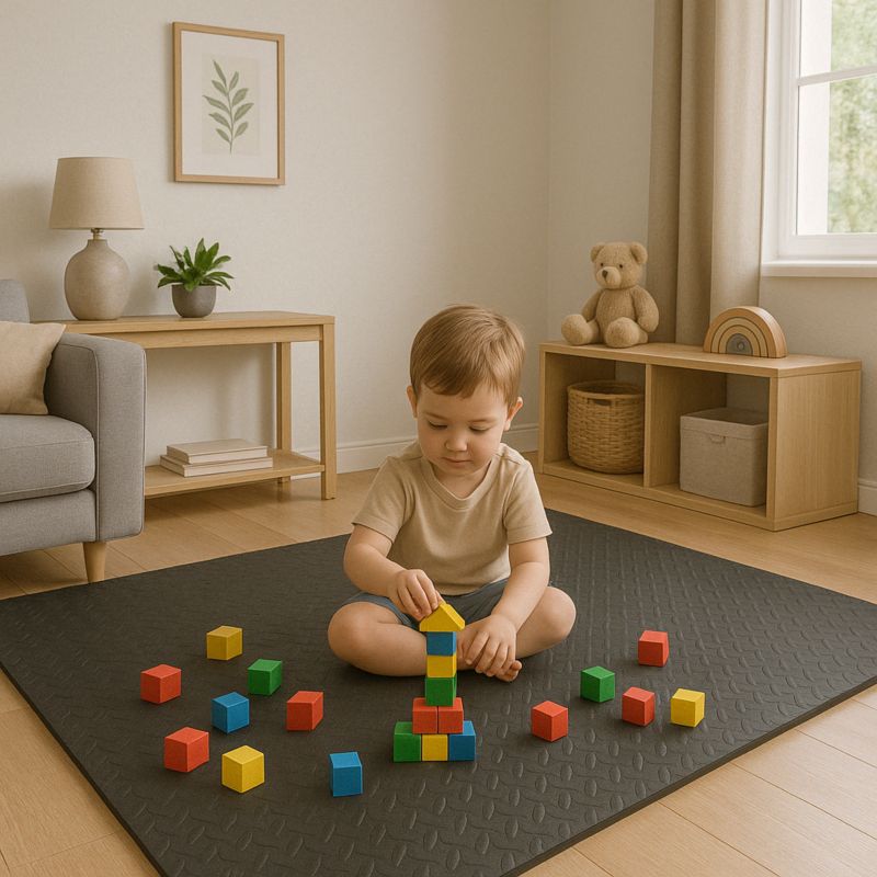 Mata pod sprzęt siłowy Pretorians do ćwiczeń 180 x 121 cm mata puzzle ochronna czarna 6 szt.