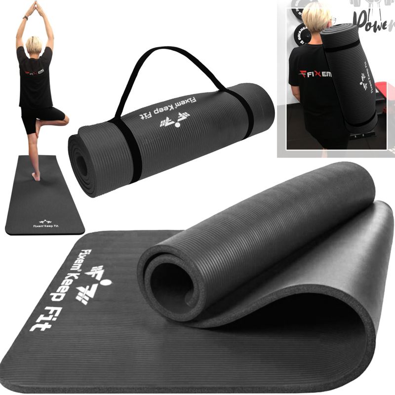 Mata  treningowa do ćwiczeń jogi gimnastyczna fitness gruba 1,5cm 190x63cm Fixem 1szt
