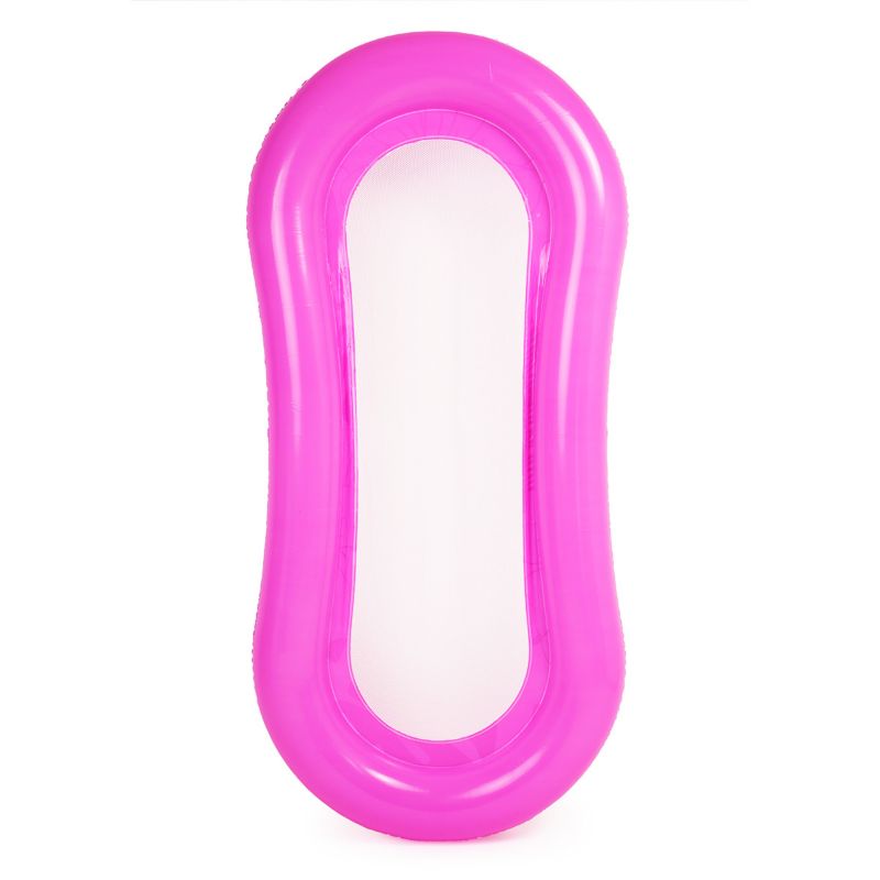 Materac dmuchany Be-active.pl do pływania plażowy z oparciem dno z siatki różowo-biały 1 szt.