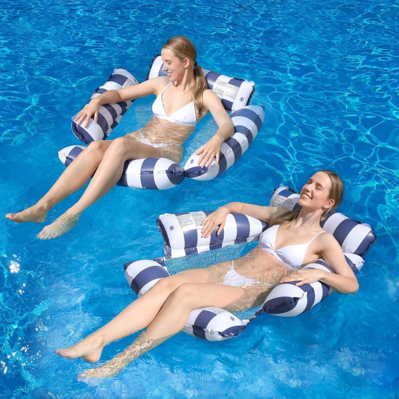 Materac dmuchany Be-active.pl ponton do pływania plażowy z siatką granatowy 1szt