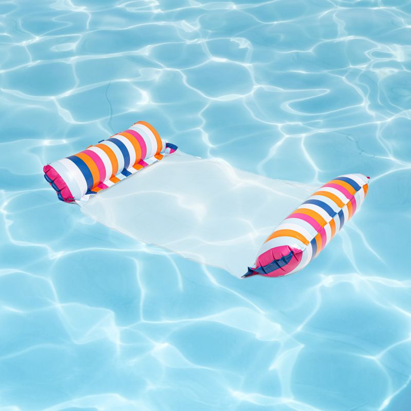 Materac dmuchany Be-active.pl ponton do pływania plażowy z siatką multikolor paski 1szt