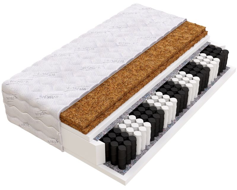 Materac FDM 160x200 SILVER MAX sprężyny kieszeniowe 2x kokos pianka T25 pokowiec SILVERCARE 1 szt.