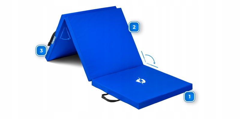 Materac gimnastyczny składany Thunder MG-02-BLUE 180x60x5 cm twardy antypoślizgowy 1szt.