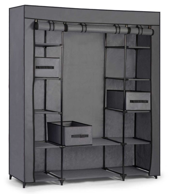 Materiałowa szafa tekstylna Massido garderoba składana 170x135x45cm szara 1szt.