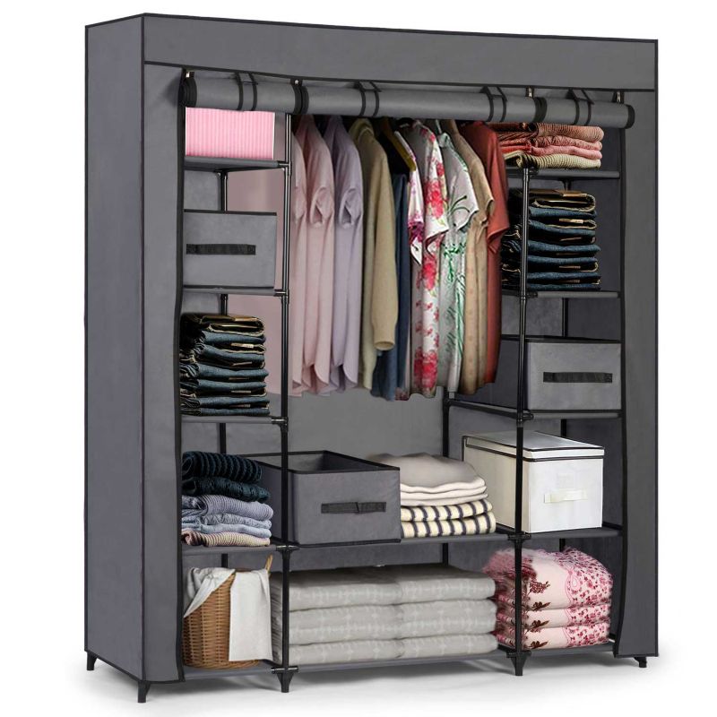 Materiałowa szafa tekstylna Massido garderoba składana 170x135x45cm szara 1szt.