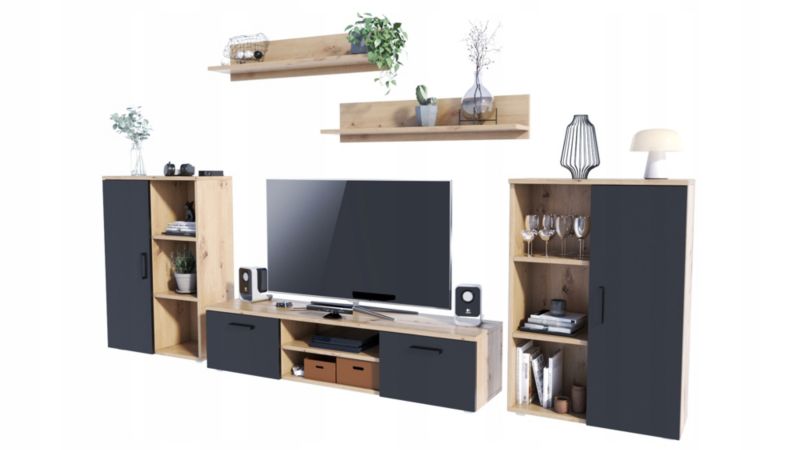 Meblościanka Matkam HERKULES artisan-czarny 1 szt.