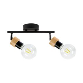Metalowa Lampa Sufitowa SPOT Light 2xE27 Max.25W Dąb Olejowany FSC, Polski Producent, 1 szt.