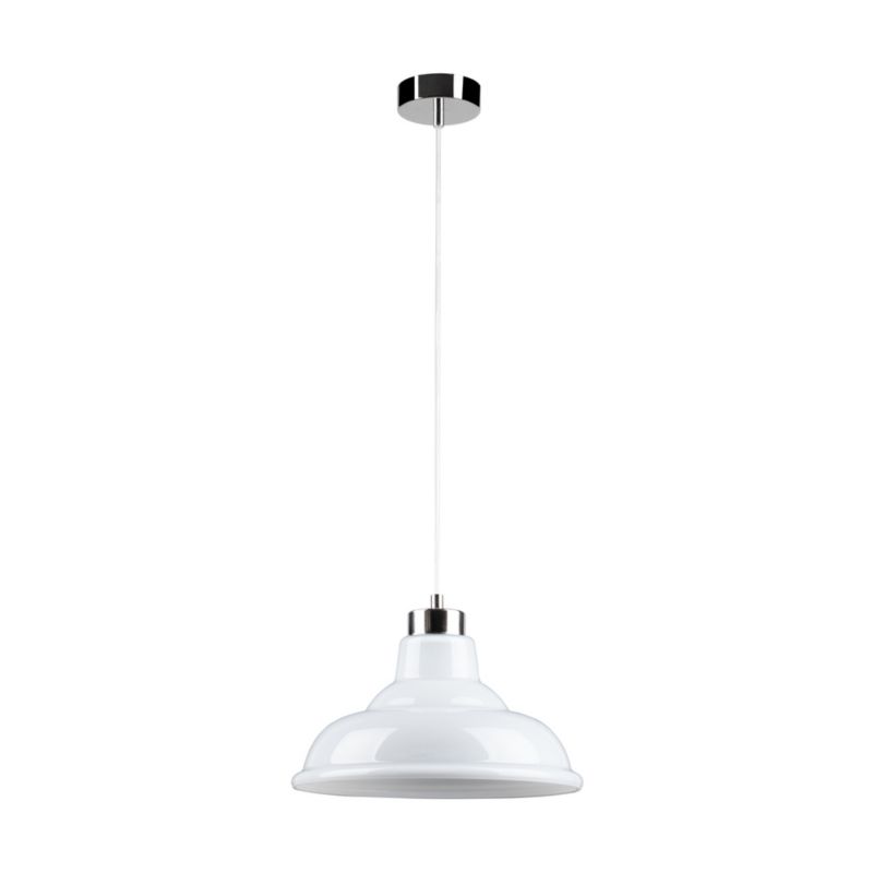 Metalowa Lampa Wisząca SPOT Light  1xE27 Max.60W Chrom, Biały Klosz, Polski Producent, 1szt.