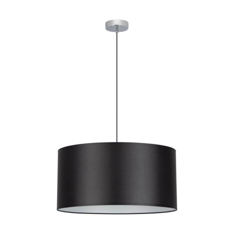 Metalowa Lampa Wisząca SPOT Light  1xE27 Max.60W Chrom, Czarny Abażur, Polski Producent, 1 szt.