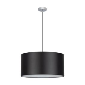Metalowa Lampa Wisząca SPOT Light  1xE27 Max.60W Chrom, Czarny Abażur, Polski Producent, 1 szt.